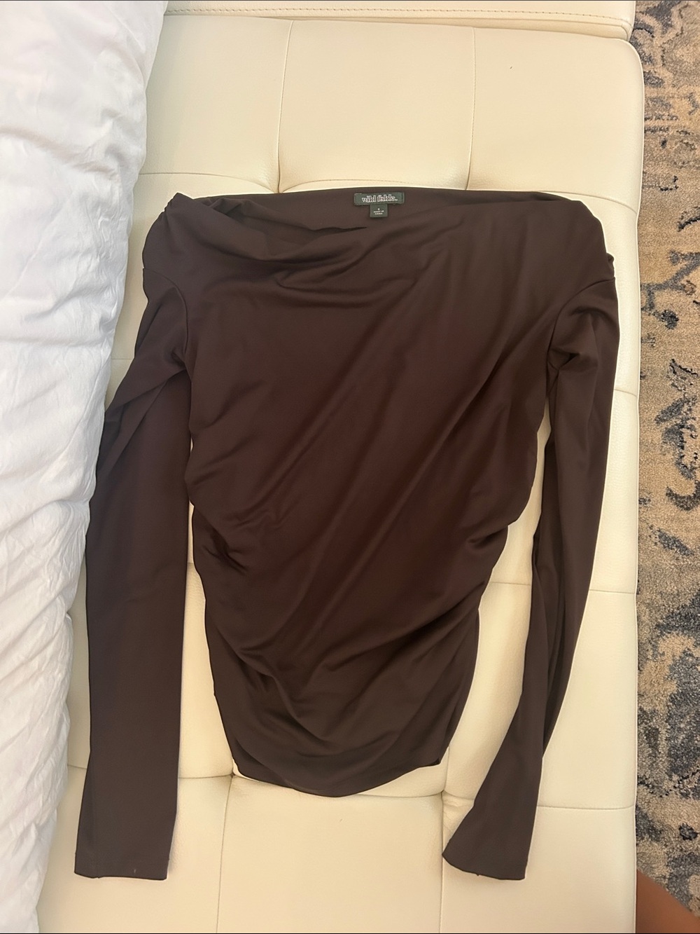 wild fable Brown Long-Sleeve Boatneck Top